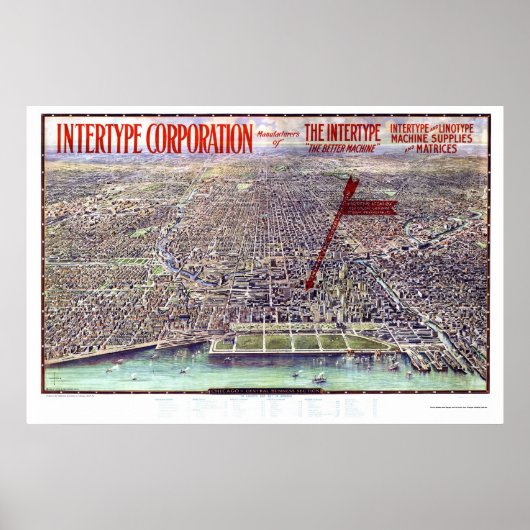Chicago, IL Panorama Map - 1916 Poster (Voorkant)