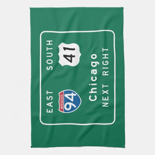 Chicago, IL Road Sign Theedoek (Verticaal)