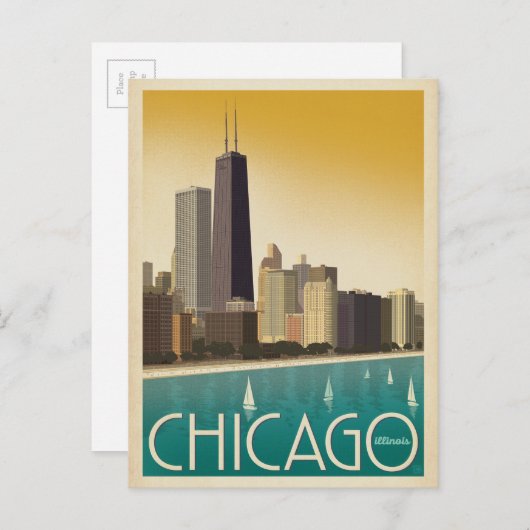 Chicago, IL - Skyline Briefkaart (Voorkant / Achterkant)