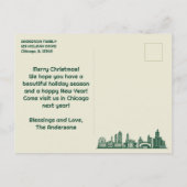 Chicago, IL Skyline Christmas Holiday Briefkaart (Achterkant)