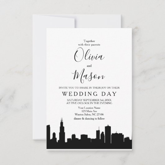 Chicago Il Skyline CityScape Uitnodiging voor een  (Voorkant)