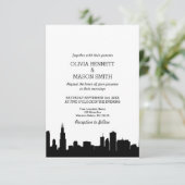 Chicago Il Skyline Cityscape Wedding Invitation Kaart (Staand voorkant)