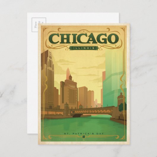 Chicago, IL - St. Patrick's Day Briefkaart (Voorkant / Achterkant)