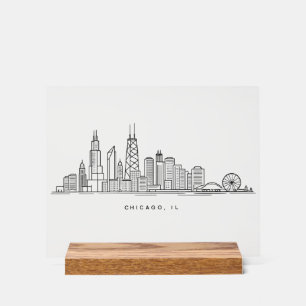 Chicago IL Stadsgezicht Illustratie Acryl Bord
