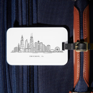 Chicago IL Stadsgezicht Illustratie Bagagelabel