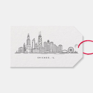 Chicago IL Stadsgezicht Illustratie Cadeaulabel