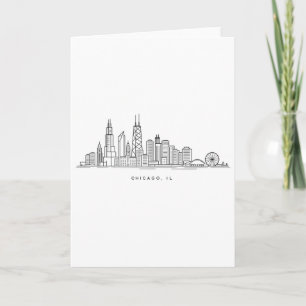 Chicago IL Stadsgezicht Illustratie Kaart