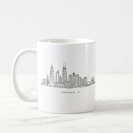 Chicago IL Stadsgezicht Illustratie Koffiemok (Links)