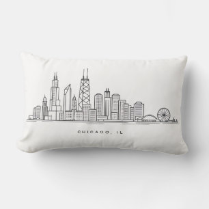 Chicago IL Stadsgezicht Illustratie Kussen