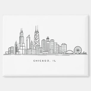 Chicago IL Stadsgezicht Illustratie Magneet