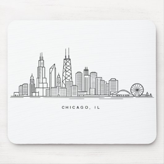 Chicago IL Stadsgezicht Illustratie Muismat (Voorkant)