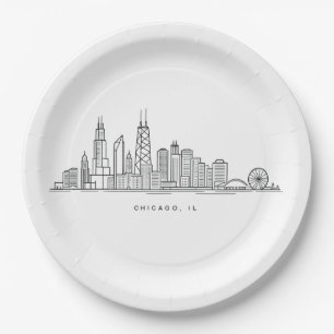Chicago IL Stadsgezicht Illustratie Papieren Bordje