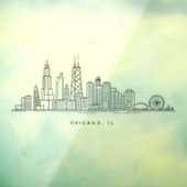 Chicago IL Stadsgezicht Illustratie Raamsticker (Vel 3)