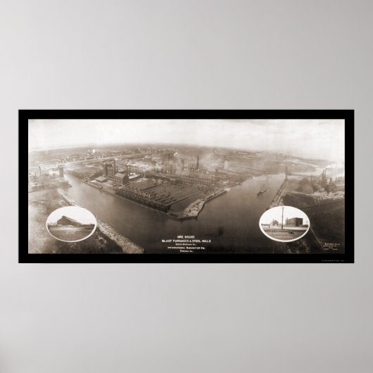 Chicago, IL Steel Mill Foto 1907 Poster (Voorkant)
