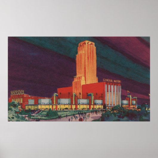 Chicago, IL - Uitzicht van de General Motors Build Poster (Voorkant)