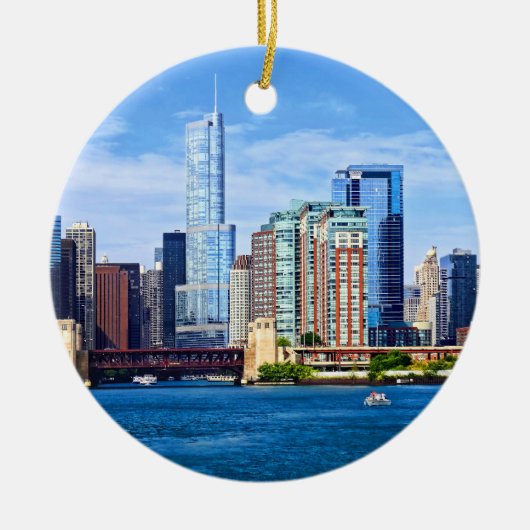 Chicago IL - Uitzicht vanaf het Michiganmeer Keramisch Ornament (Voorkant)