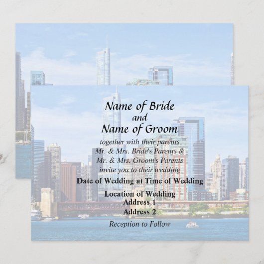 Chicago IL - Uitzicht vanaf Lake Michigan Kaart (Voorkant / Achterkant)
