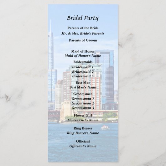 Chicago IL - Uitzicht vanaf Lake Michigan Programmakaart (Achterkant)