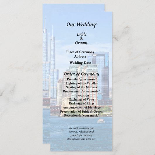 Chicago IL - Uitzicht vanaf Lake Michigan Programmakaart (Voorkant / Achterkant)