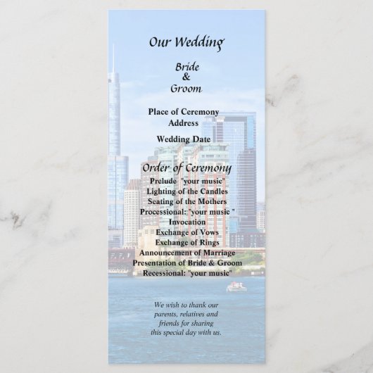 Chicago IL - Uitzicht vanaf Lake Michigan Programmakaart (Voorkant)