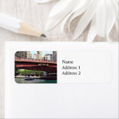 Chicago IL - Watertaxi onder Columbus Dr. Bridge Etiket (Insitu)