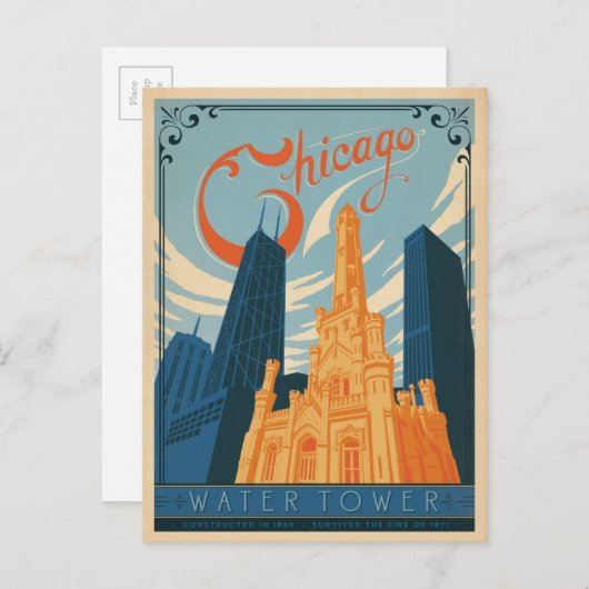 Chicago, IL - Watertoren Briefkaart (Voorkant / Achterkant)