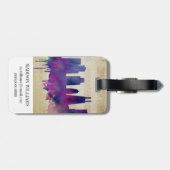 Chicago, IL | Waterverf City Skyline Bagagelabel (Achterkant horizontaal)