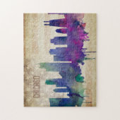 Chicago, IL | Waterverf City Skyline Legpuzzel (Verticaal)