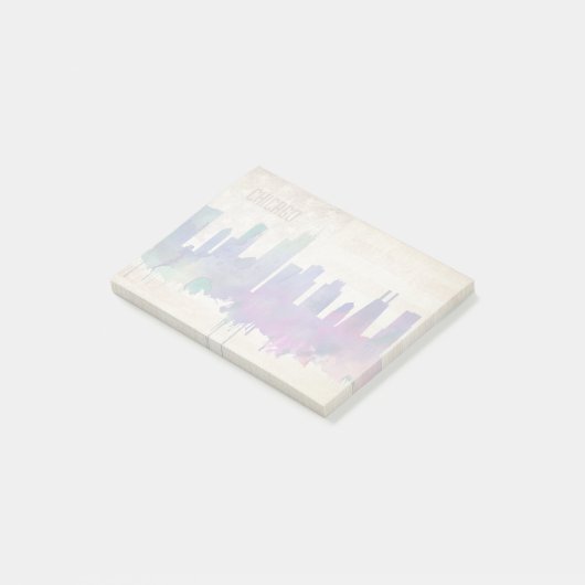 Chicago, IL | Waterverf City Skyline Post-it® Notes (Schuin)