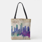 Chicago, IL | Waterverf City Skyline Tote Bag (Achterkant)