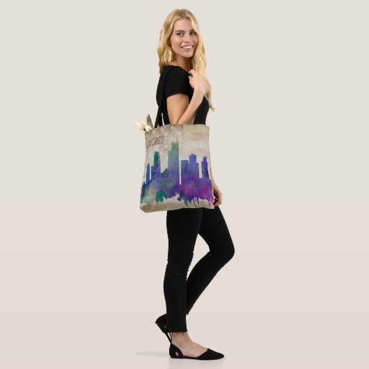Chicago, IL | Waterverf City Skyline Tote Bag (Op model)
