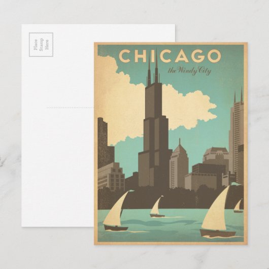 Chicago, IL - Windy City Briefkaart (Voorkant / Achterkant)