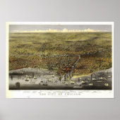 Chicago Illinois 1874 Antiek Panoramic Map Poster (Voorkant)