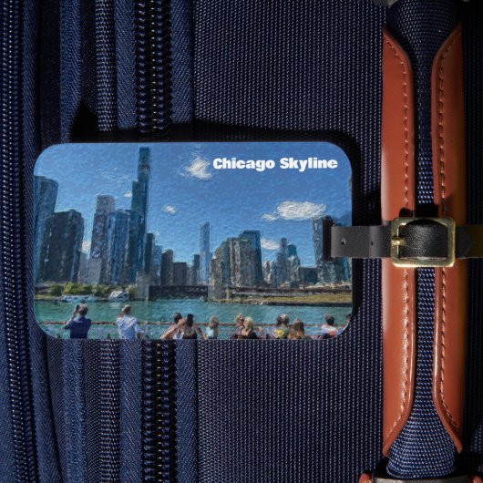 Chicago, Illinois Abstract Skyline Bagagelabel (Voorkant Insitu 4)