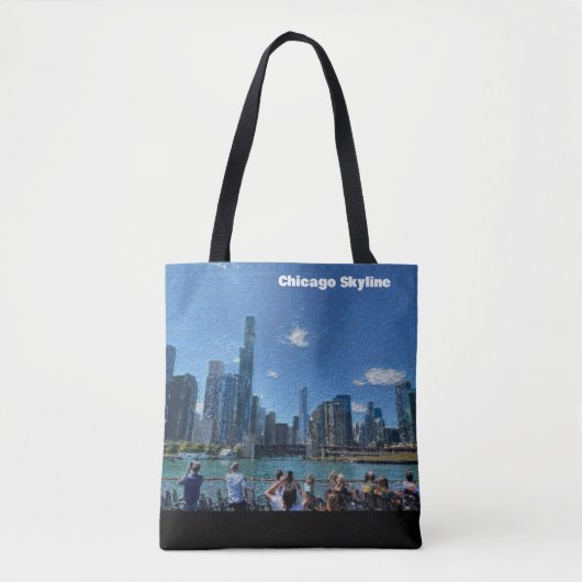 Chicago, Illinois Abstract Skyline Tote Bag (Voorkant)