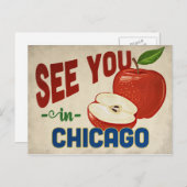 Chicago Illinois Apple - Vintage Travel Briefkaart (Voorkant / Achterkant)
