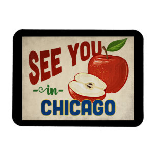 Chicago Illinois Apple - Vintage Travel Magneet