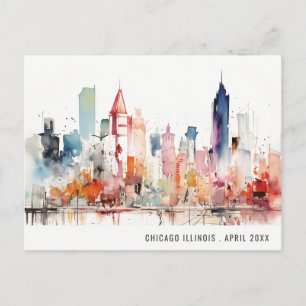 Chicago Illinois Aquarel Landschap Reis Briefkaart