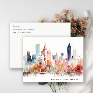 Chicago Illinois Aquarel Landschap Reis Briefkaart