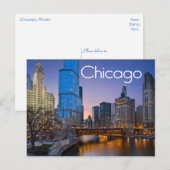 Chicago, Illinois at Night United States Briefkaart (Voorkant / Achterkant)