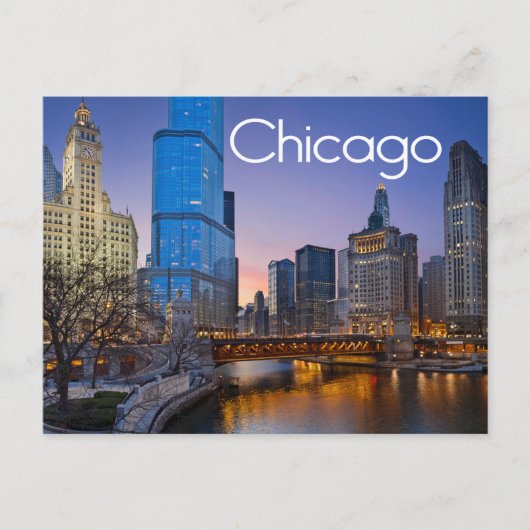Chicago, Illinois at Night United States Briefkaart (Voorkant)