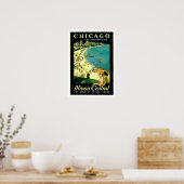 Chicago Illinois Beach Vintage Travel Poster (Keuken)