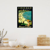 Chicago Illinois Beach Vintage Travel Poster (Keuken)