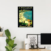 Chicago Illinois Beach Vintage Travel Poster (Thuiskantoor)