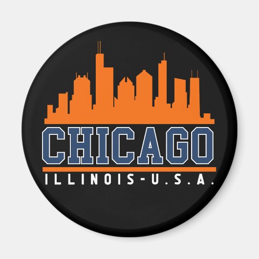 Chicago Illinois Beatiful Skyline Magneet (Voorkant)