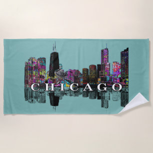 Chicago, Illinois bedekt met graffiti Beach Towel Strandlaken