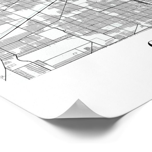 Chicago Illinois Blue Water Street Map Poster (Hoek)