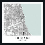 Chicago Illinois Blue Water Street Map Poster<br><div class="desc">Chicago Illinois Blue Water Street Map</div>