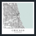 Chicago Illinois Blue Water Street Map Poster<br><div class="desc">Chicago Illinois Blue Water Street Map</div>