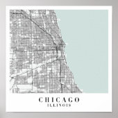 Chicago Illinois Blue Water Street Map Poster (Voorkant)